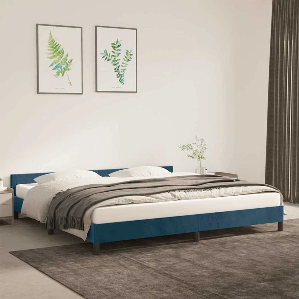 Lovos rėmas be čiužinio tamsiai mėlynas 200x200 cm aksomas