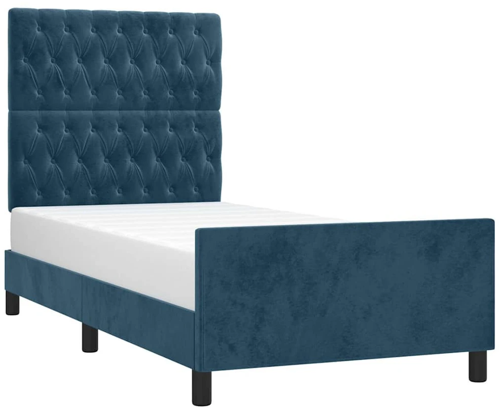 Lovos rėmas be čiužinio tamsiai mėlynas 90x190 cm aksomas
