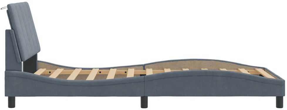 Lovos rėmas su galvūgaliu, tamsiai pilkas, 100x200 cm, aksomas