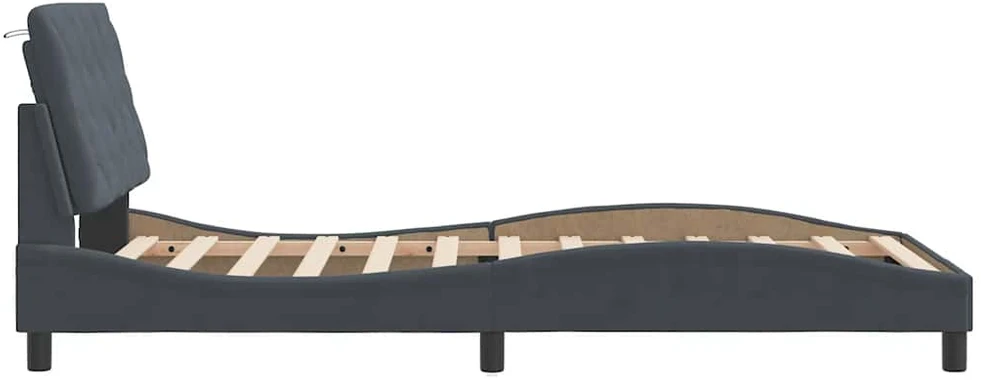 Lovos rėmas be čiužinio, tamsiai pilkas, 100x200cm, aksomas