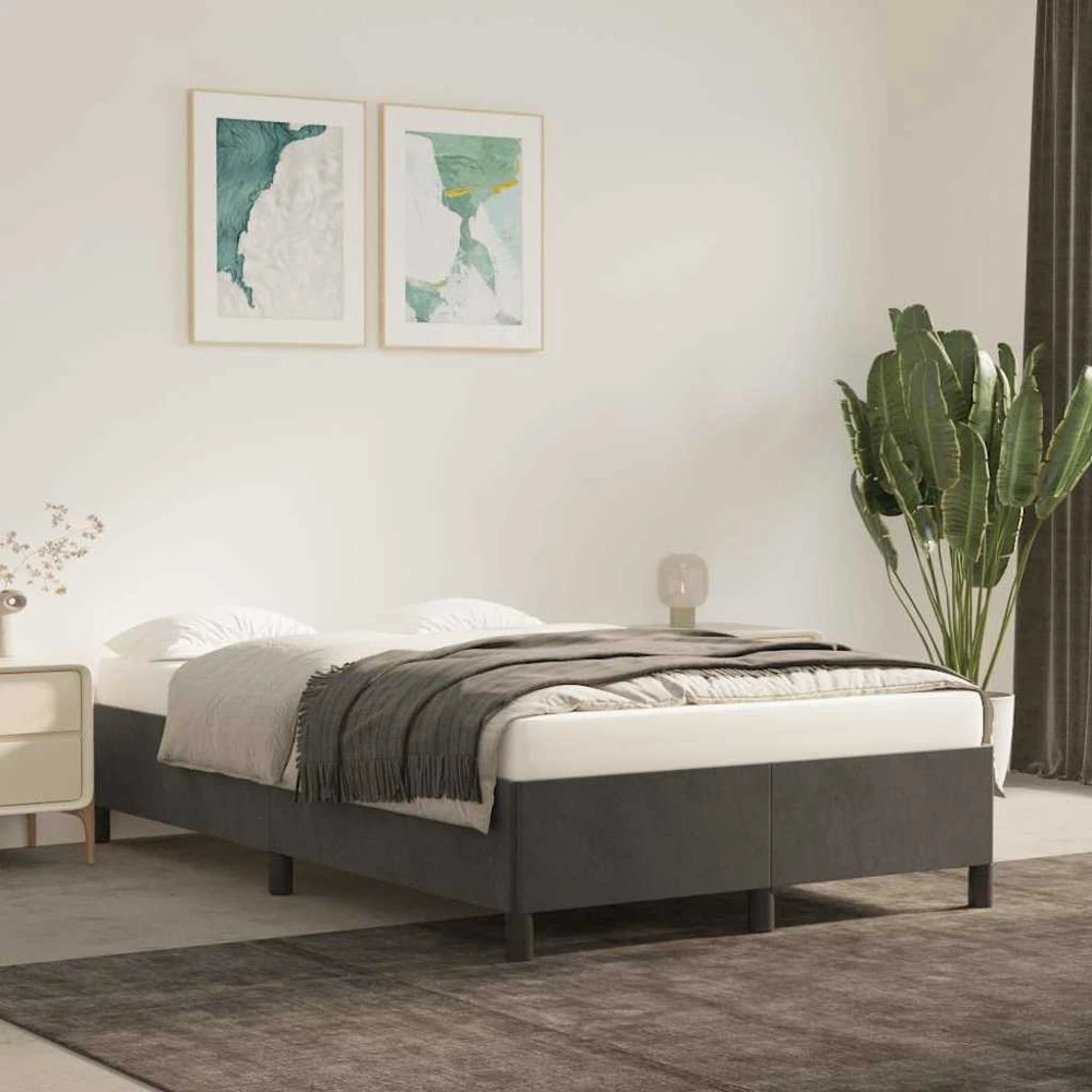 Lovos rėmas be čiužinio, tamsiai pilkas, 120x200cm, aksomas