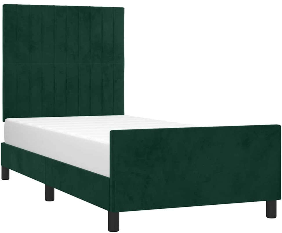 Lovos rėmas be čiužinio tamsiai žalias 90x200 cm aksomas