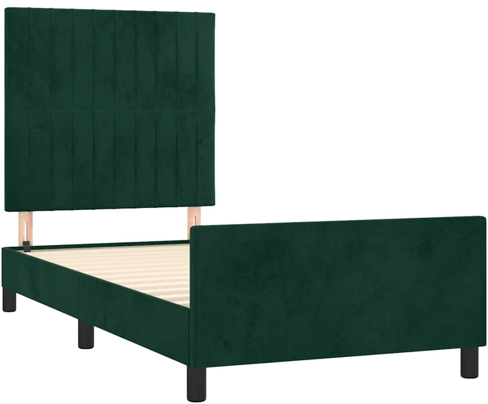 Lovos rėmas be čiužinio tamsiai žalias 90x200 cm aksomas