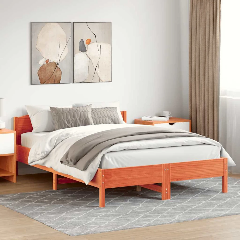 Lovos rėmas be čiužinio, vaško rudas, 160x200cm, pušies masyvas