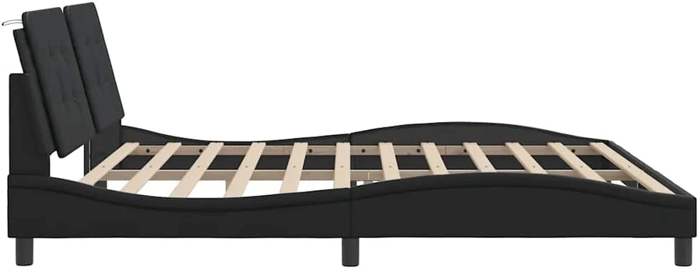 Lovos rėmas su galvūgaliu, juodos, 200x200 cm, dirbtinė oda