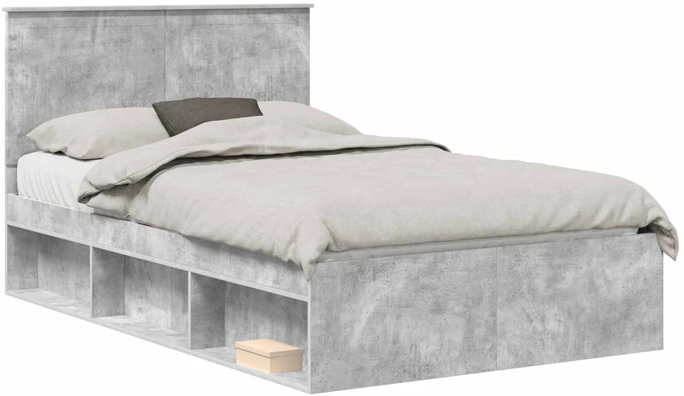 Lova Lovos rėmas Betoninė 120 x 200 cm Kietos pušies mediena