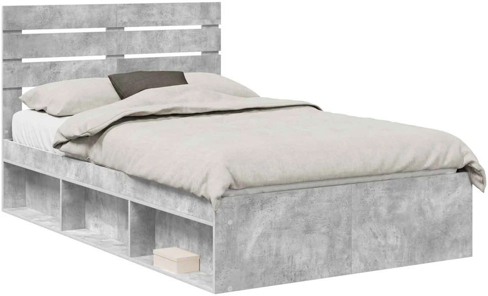 Lova Lovos rėmas Betoninė 120 x 200 cm Kietos pušies mediena