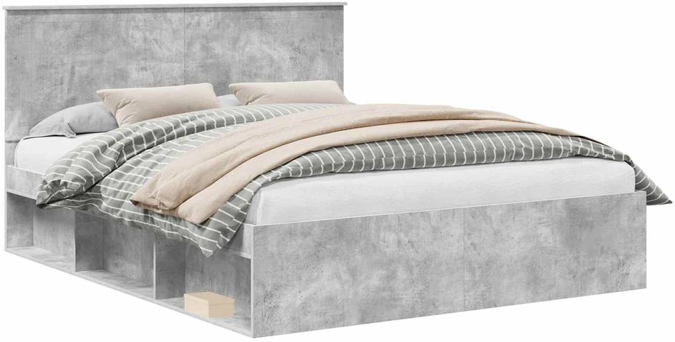 Lovos rėmas Betono pilka 160 x 200 cm Kietos pušies mediena