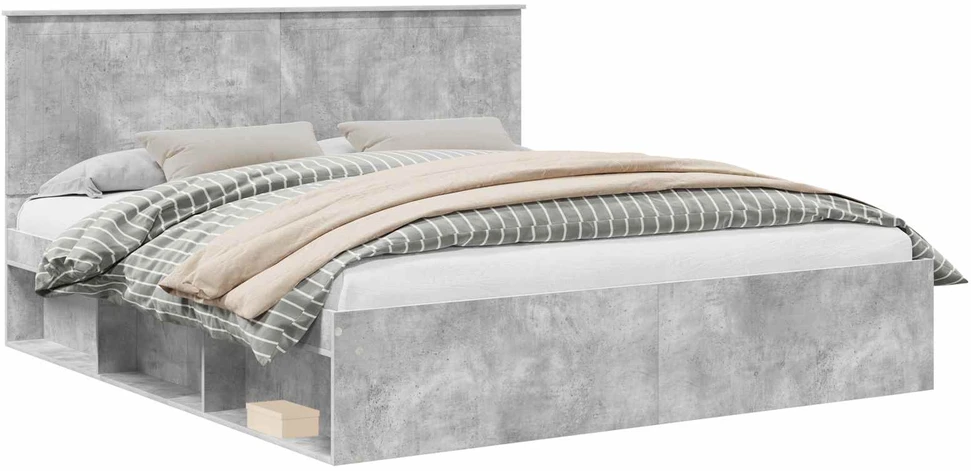 Lovos rėmas Betono pilka 180 x 200 cm Kietos pušies mediena
