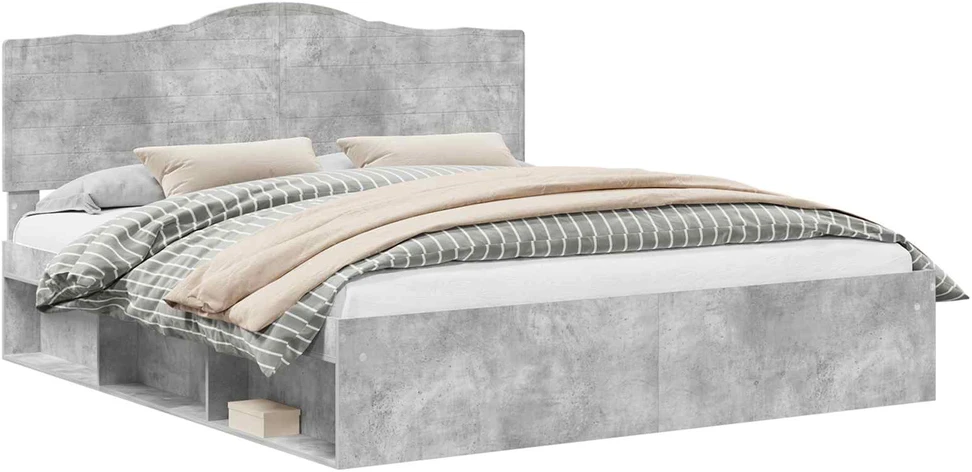 Lovos rėmas Betono pilka 180 x 200 cm Kietos pušies mediena