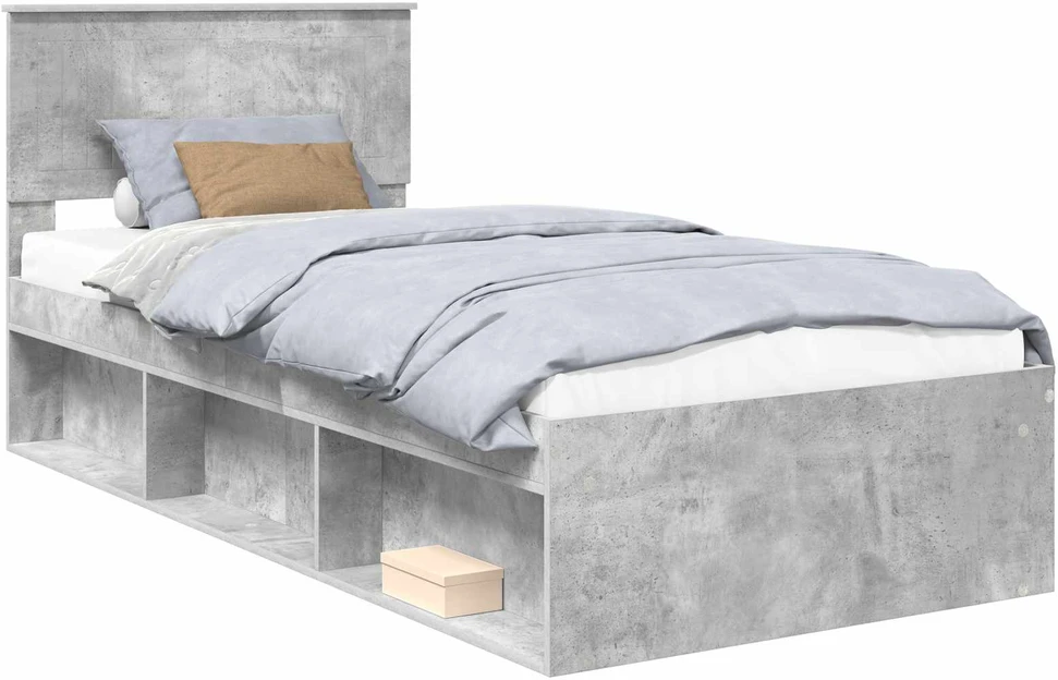 Lova Lovos rėmas Betoninė 90 x 200 cm Kietos pušies mediena