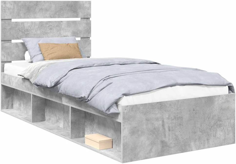 Lova Lovos rėmas Betoninė 90 x 200 cm Kietos pušies mediena