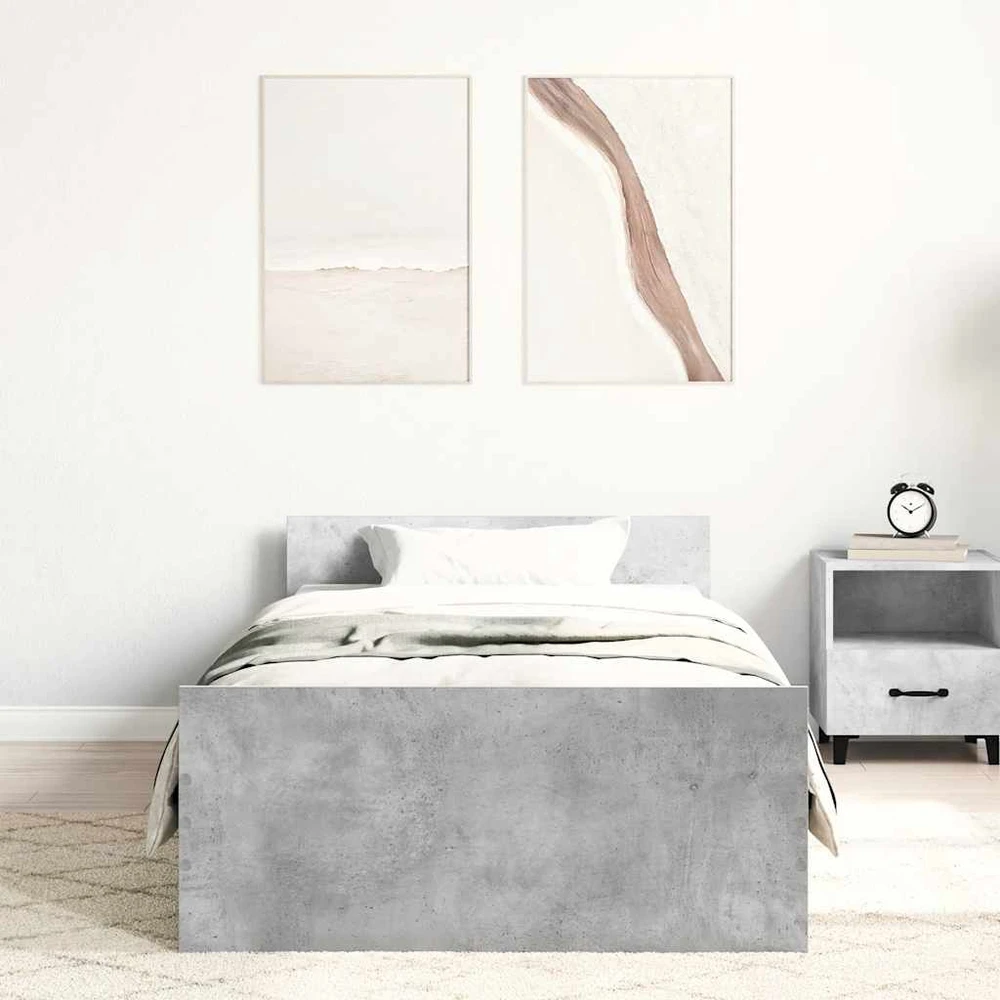 Lovos rėmas, betono, 75x190cm, apdirbta mediena, vienvietis