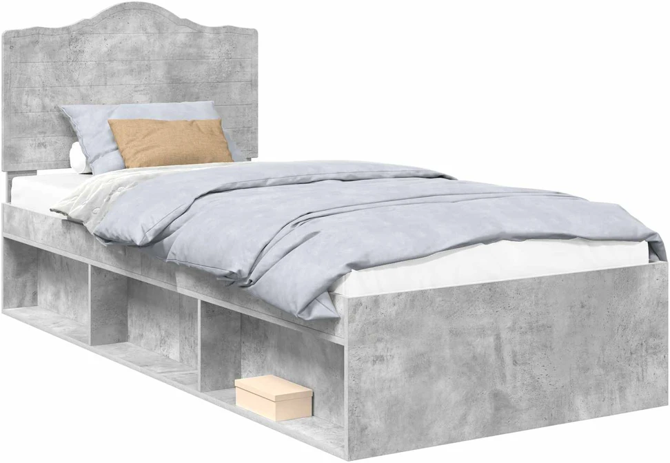 Lova Lovos rėmas Betono pilka 100 x 200 cm Kietos pušies mediena