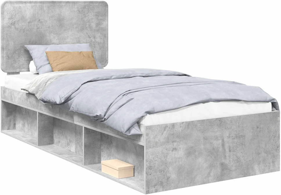 Lova Lovos rėmas Betono pilka 100 x 200 cm Kietos pušies mediena