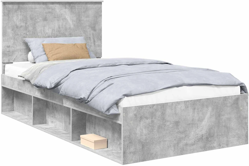Lova Lovos rėmas Betono pilka 100 x 200 cm Kietos pušies mediena