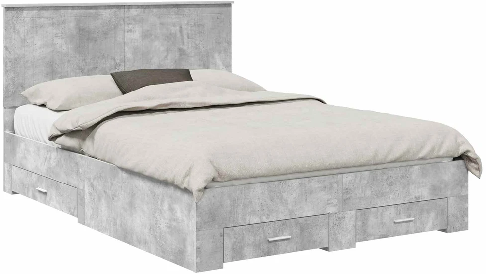 Lova Lovos rėmas Betono pilka 135 x 190 cm Apdirbta mediena
