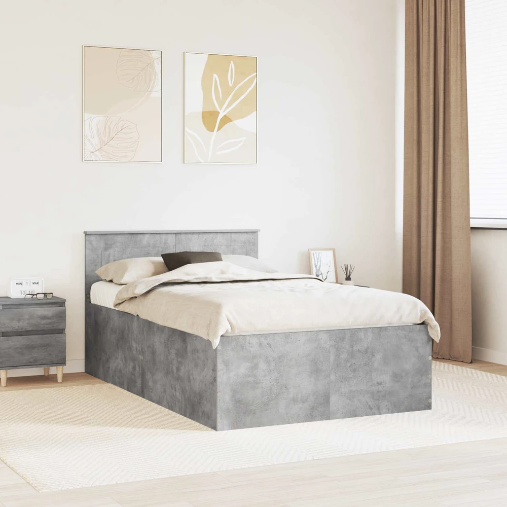 Lova Lovos rėmas Betono pilka 135 x 190 cm Apdirbta mediena