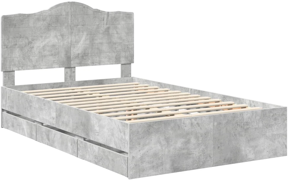 Lova Lovos rėmas Betono Pilka 135 x 190 cm Inžinerinė mediena