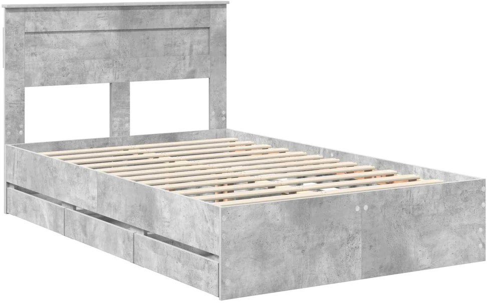 Lova Lovos rėmas Betono pilka 135 x 190 cm Inžinerinė mediena