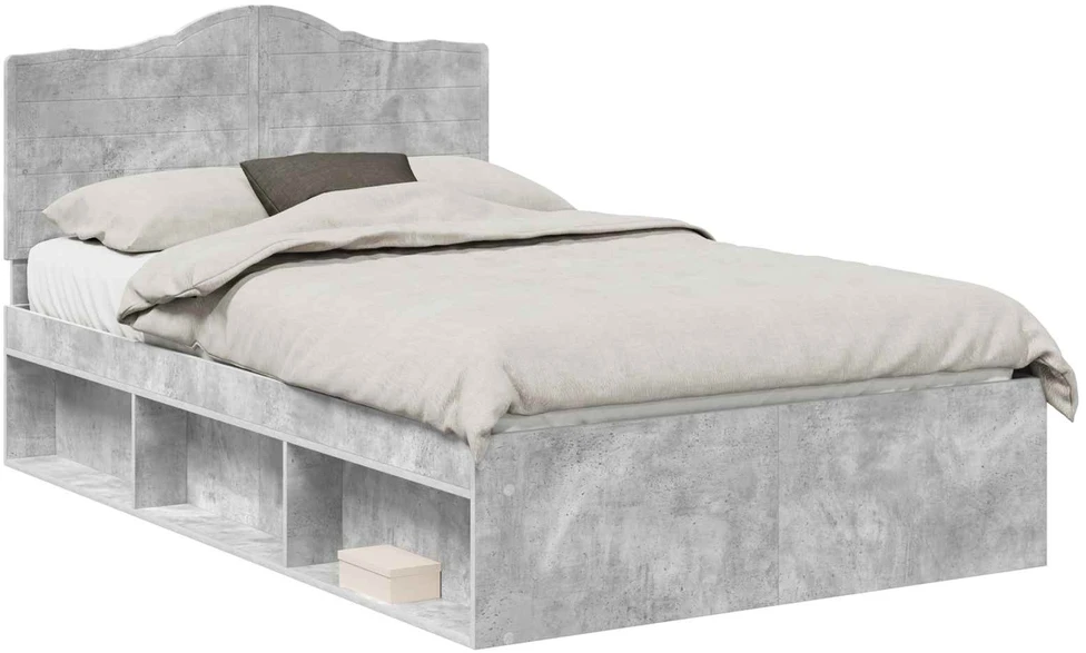 Lova Lovos rėmas Betono pilka 135 x 190 cm Kietos pušies mediena