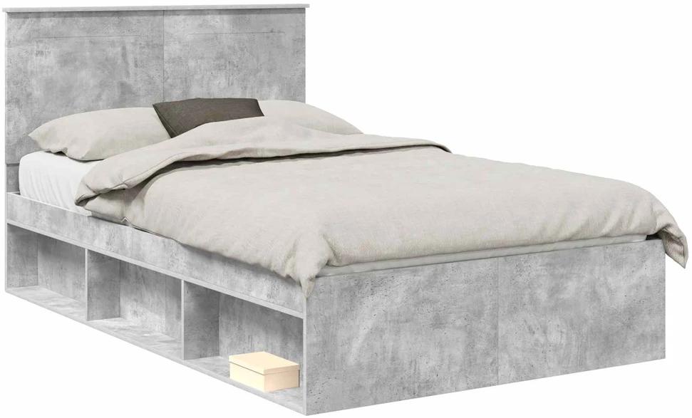 Lova Lovos rėmas Betono pilka 135 x 190 cm Kietos pušies mediena