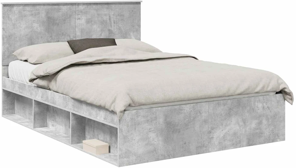 Lova Lovos rėmas Betono pilka 135 x 190 cm Kietos pušies mediena