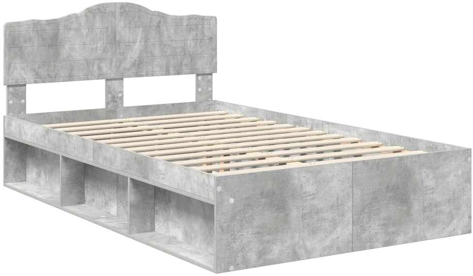Lova Lovos rėmas Betono pilka 135 x 190 cm Kietos pušies mediena