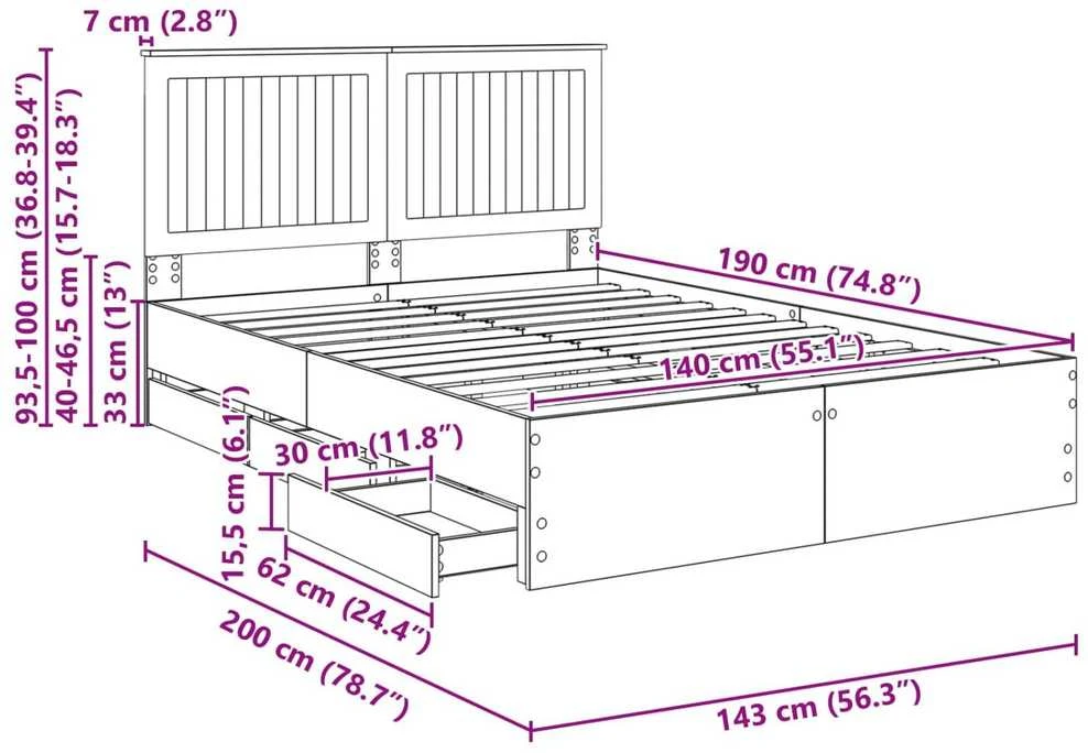 Lovos rėmas Betono pilka 140 x 190 cm Inžinerinė mediena