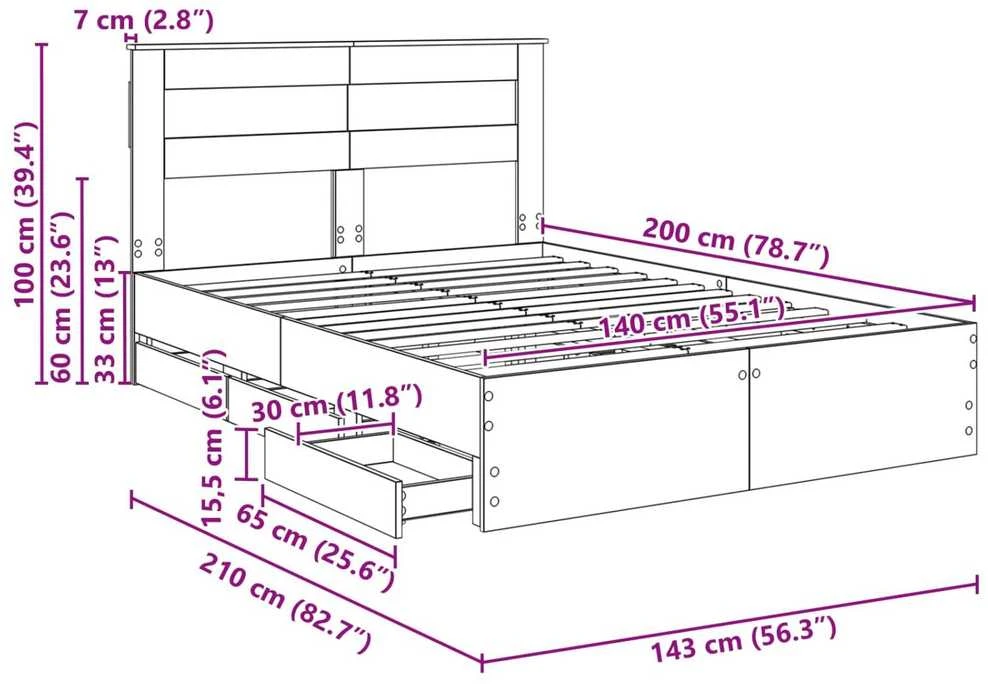 Lovos rėmas Betono pilka 140 x 200 cm Inžinerinė mediena