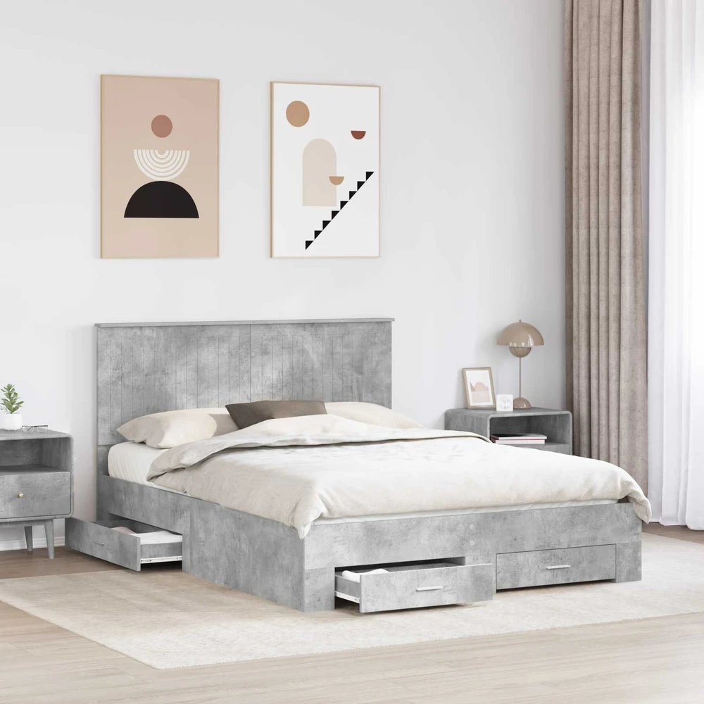 Lovos rėmas Betono pilka 150 x 200 cm Apdirbta mediena