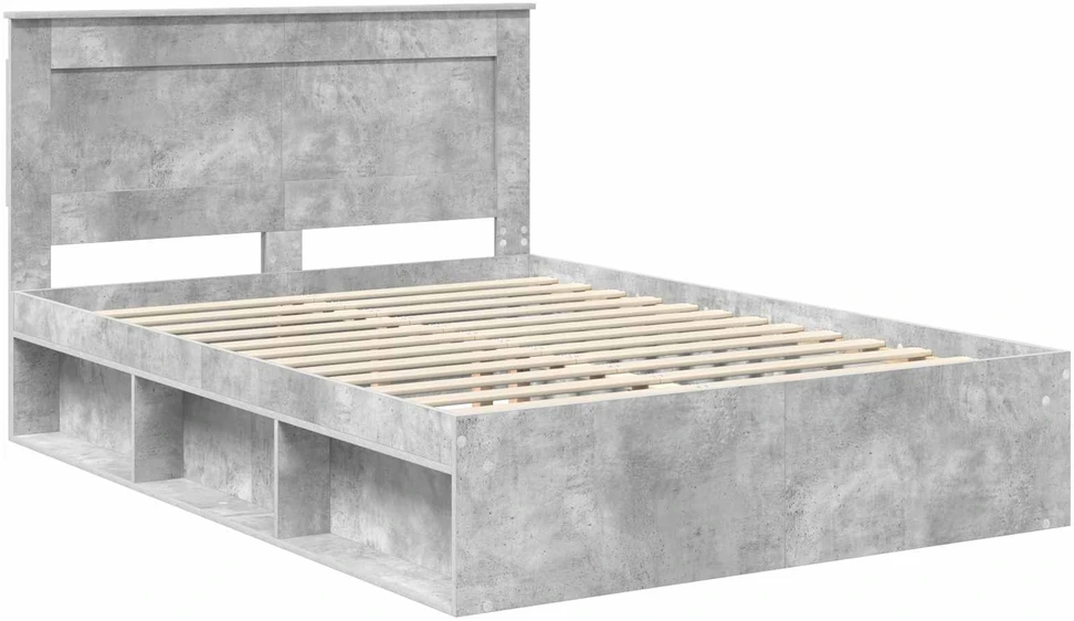 Lovos rėmas Betono pilka 150 x 200 cm Kietos pušies mediena