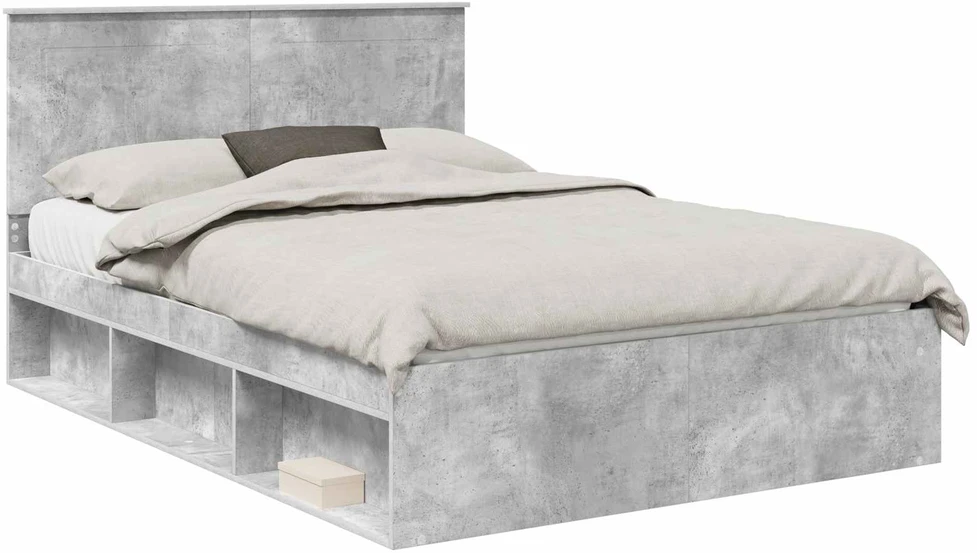 Lovos rėmas Betono pilka 150 x 200 cm Kietos pušies mediena