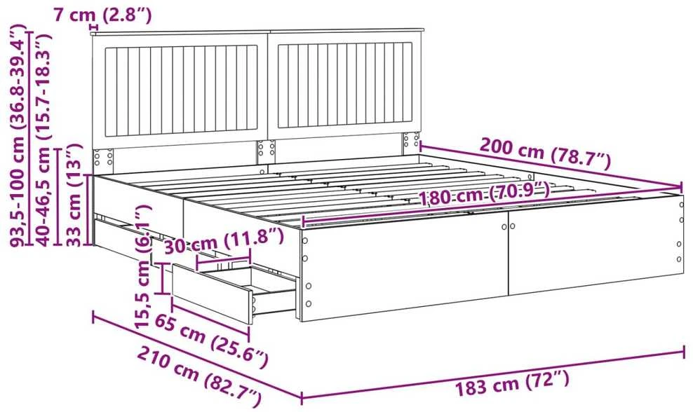 Lovos rėmas Betono pilka 180 x 200 cm Inžinerinė mediena