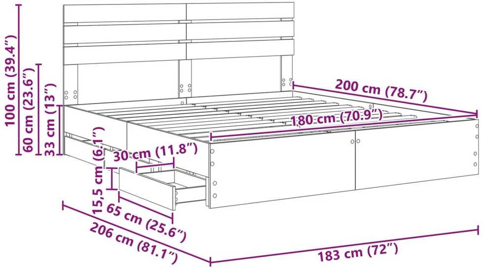 Lovos rėmas Betono pilka 180 x 200 cm Inžinerinė mediena