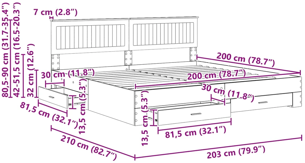 Lovos rėmas Betono pilka 200 x 200 cm Apdirbta mediena