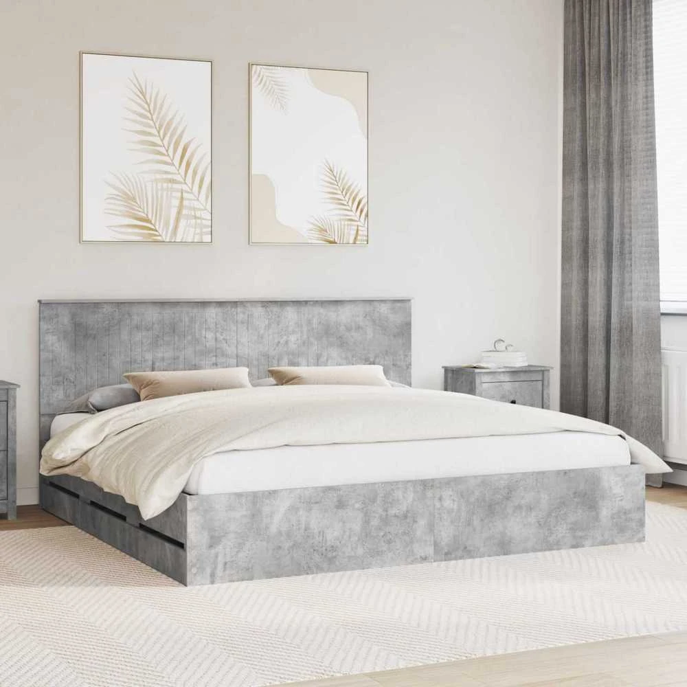 Lovos rėmas Betono pilka 200 x 200 cm Inžinerinė mediena