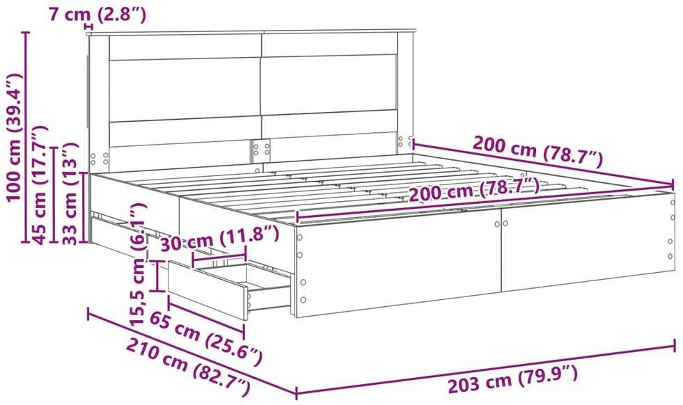Lovos rėmas Betono pilka 200 x 200 cm Inžinerinė mediena