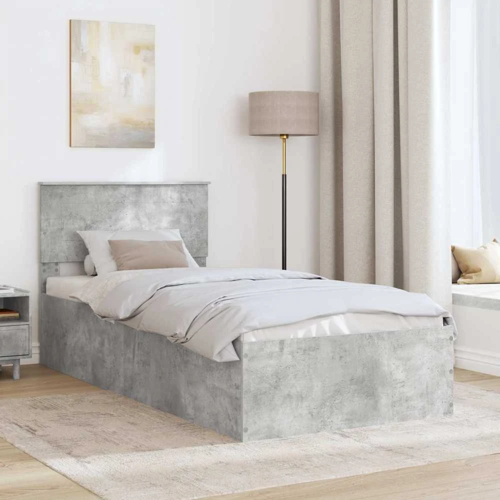 Lova Lovos rėmas Betono pilka 75 x 190 cm Apdirbta mediena
