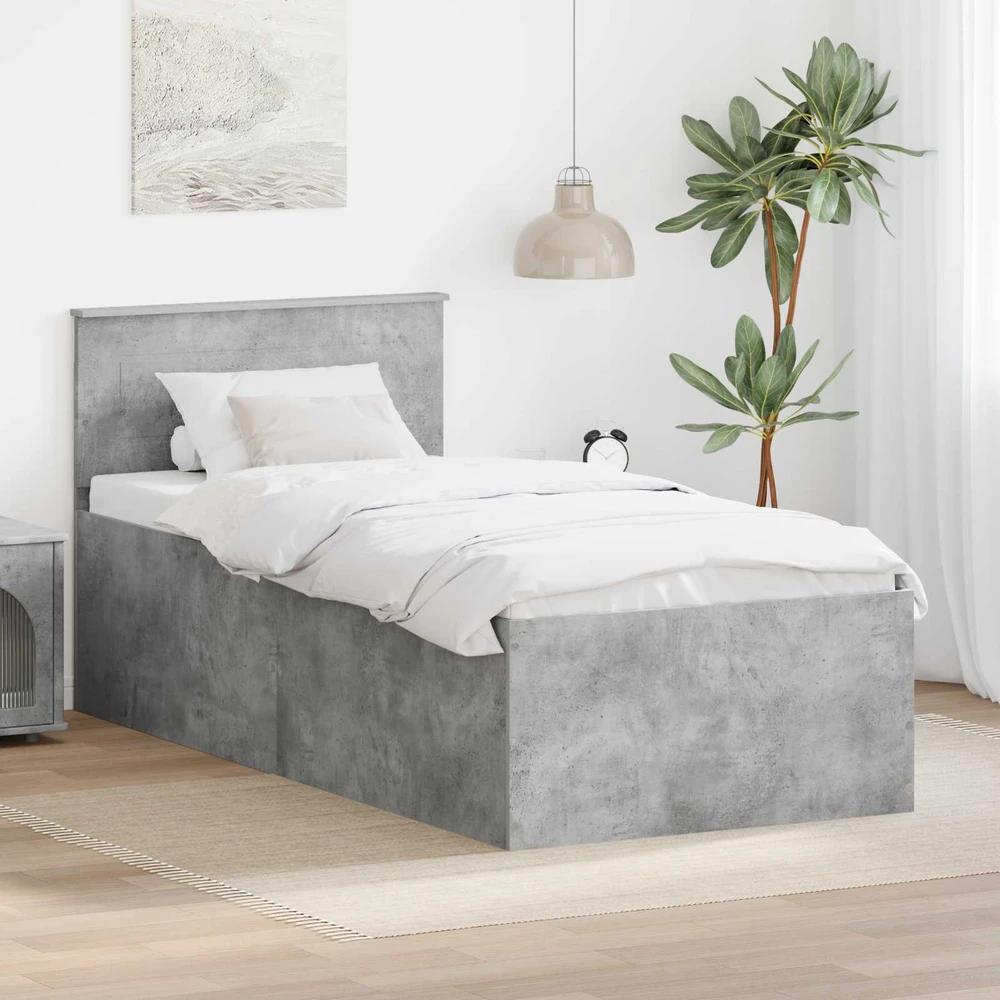 Lova Lovos rėmas Betono pilka 75 x 190 cm Apdirbta mediena