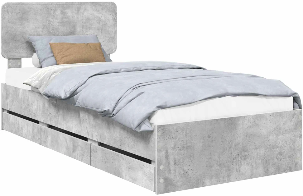 Lova Lovos rėmas Betono Pilka 75 x 190 cm Dirbtinė mediena