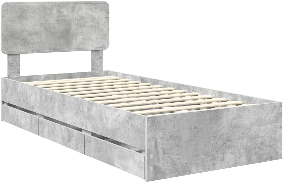 Lova Lovos rėmas Betono Pilka 75 x 190 cm Dirbtinė mediena
