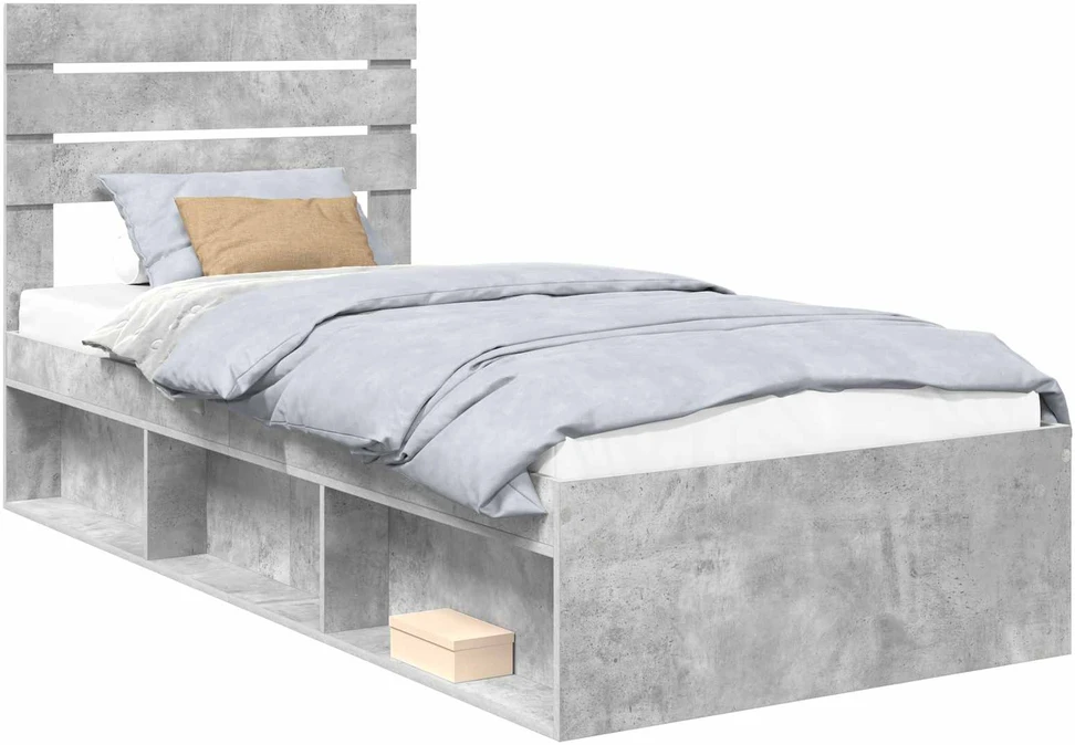 Lova Lovos rėmas Betono pilka 75 x 190 cm Kietos pušies mediena
