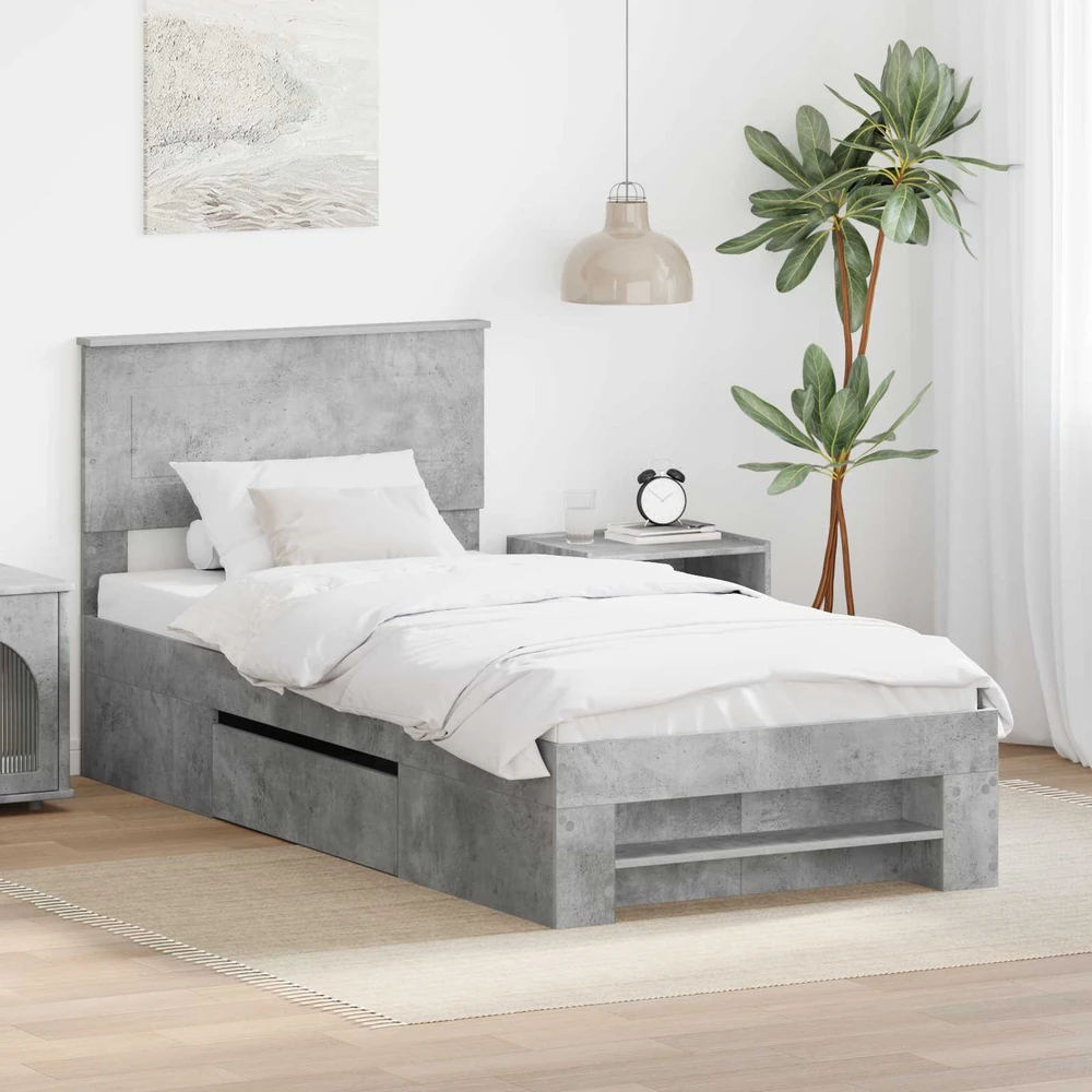 Lova Lovos rėmas Betono pilka 75 x 190 cm Apdirbta mediena