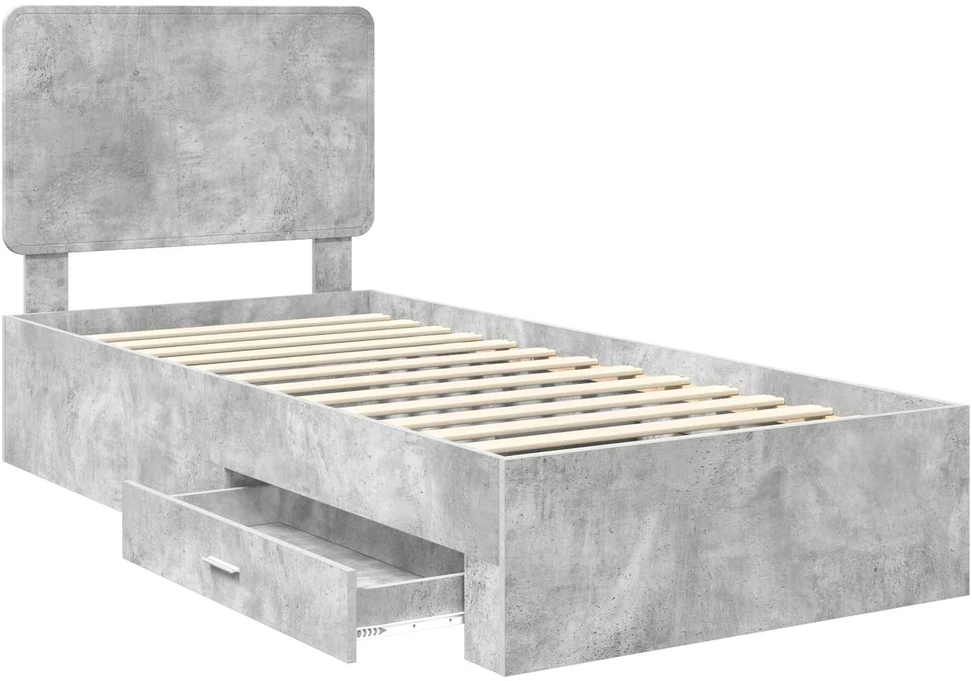 Lova Lovos rėmas Betono pilka 90 x 190 cm Apdirbta mediena