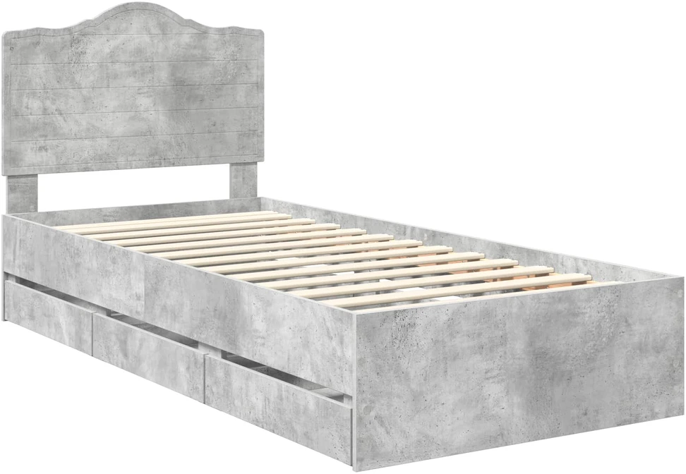 Lova Lovos rėmas Betono Pilka 90 x 190 cm Inžinerinė mediena