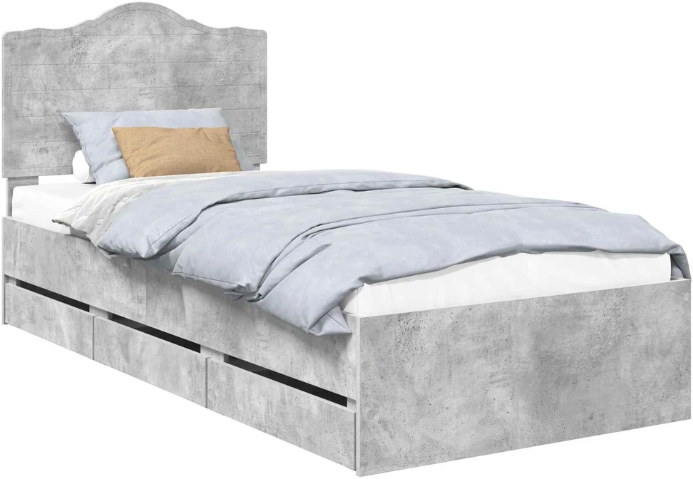 Lova Lovos rėmas Betono Pilka 90 x 190 cm Inžinerinė mediena