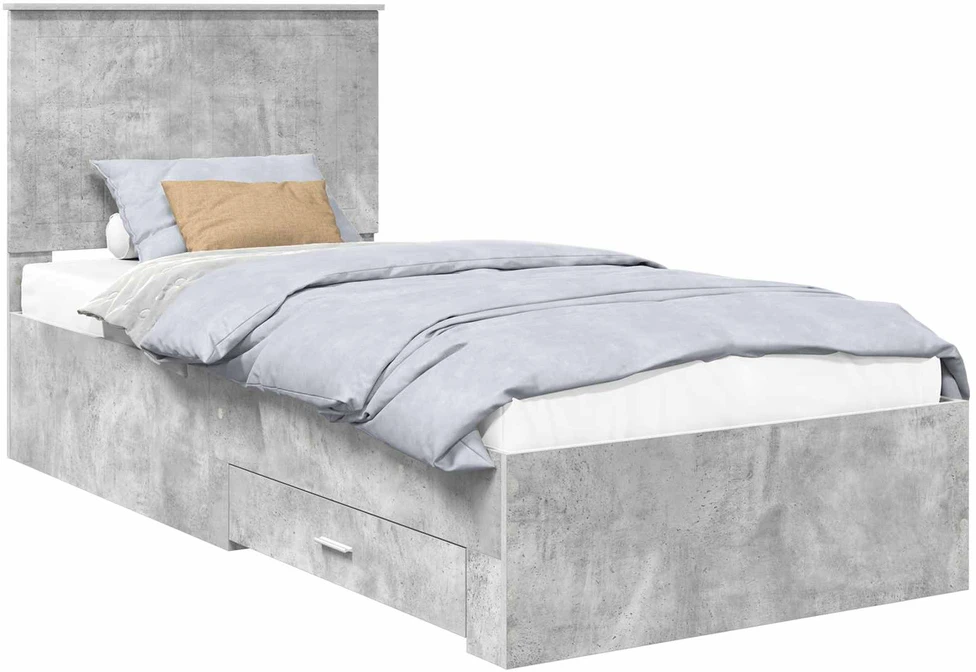 Lova Lovos rėmas Betono pilka 90 x 200 cm Apdirbta mediena