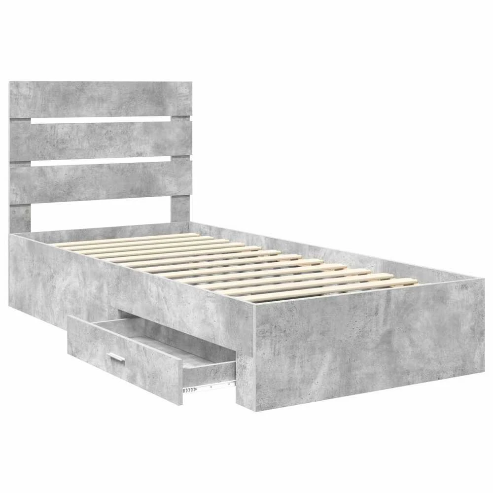 Lova Lovos rėmas Betono pilka 90 x 200 cm Apdirbta mediena