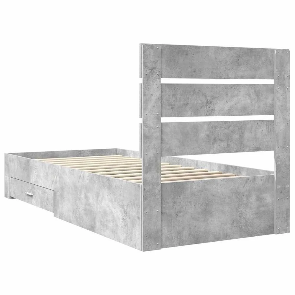 Lova Lovos rėmas Betono pilka 90 x 200 cm Apdirbta mediena
